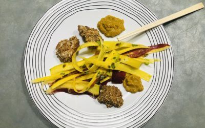 Lotte au sésame, sauce à la mangue