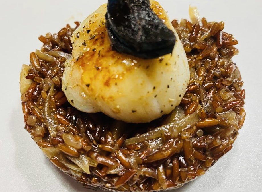 Risotto Saint-Jacques, ail noir