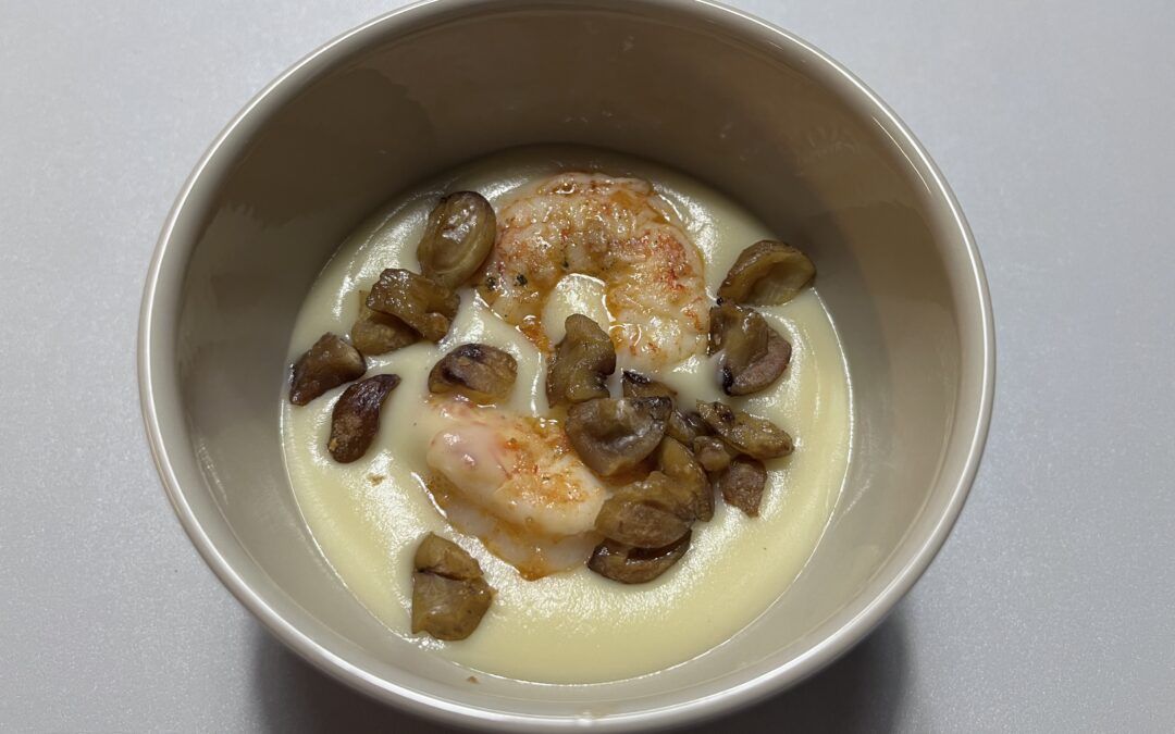 Mousseline de panais aux gambas